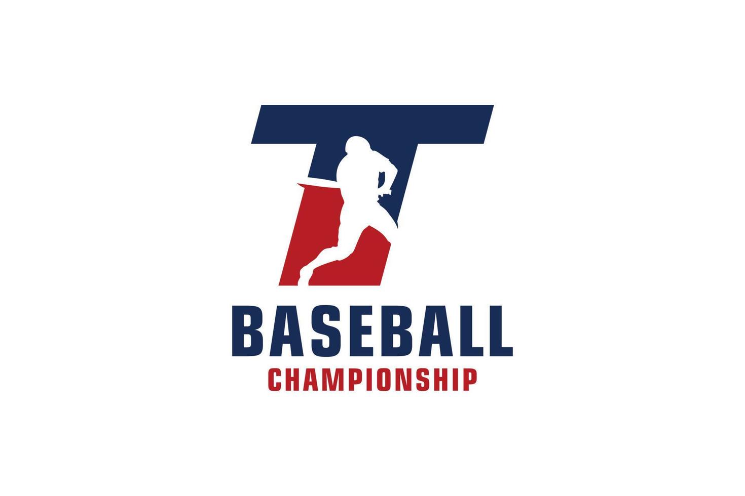 letra t con diseño de logotipo de béisbol. elementos de plantilla de diseño vectorial para equipo deportivo o identidad corporativa. vector