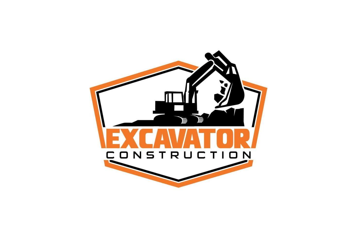 Excavator logo template vector. Heavy equipment logo vector for construction company. Creative excavator illustration for logo template.