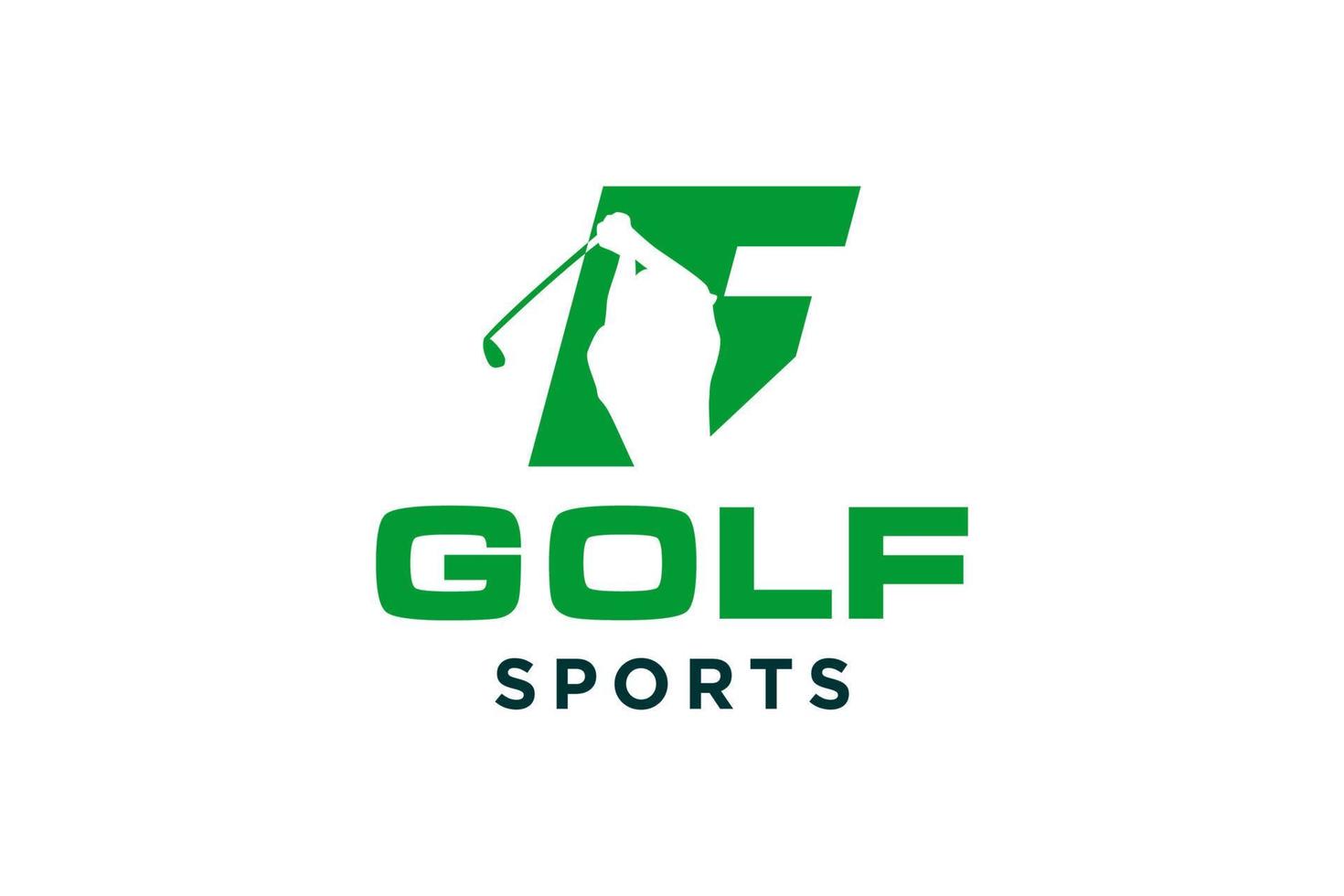 logotipo de icono de letra del alfabeto f para plantilla de vector de diseño de logotipo de golf, etiqueta vectorial de golf, logotipo de campeonato de golf, ilustración, icono creativo, concepto de diseño