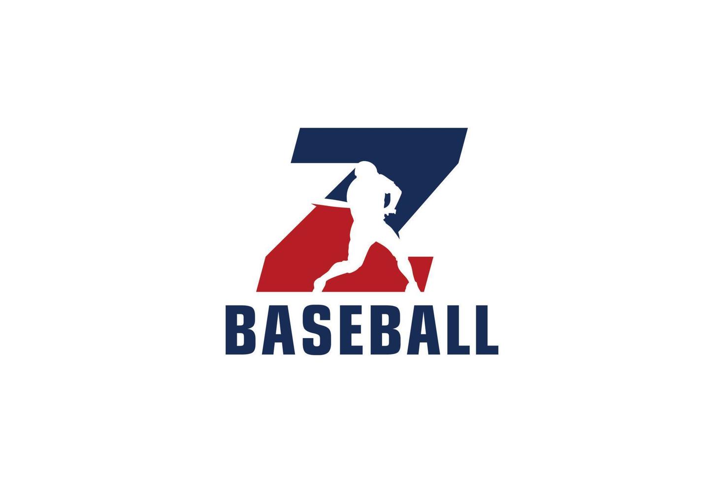 letra z con diseño de logotipo de béisbol. elementos de plantilla de diseño vectorial para equipo deportivo o identidad corporativa. vector