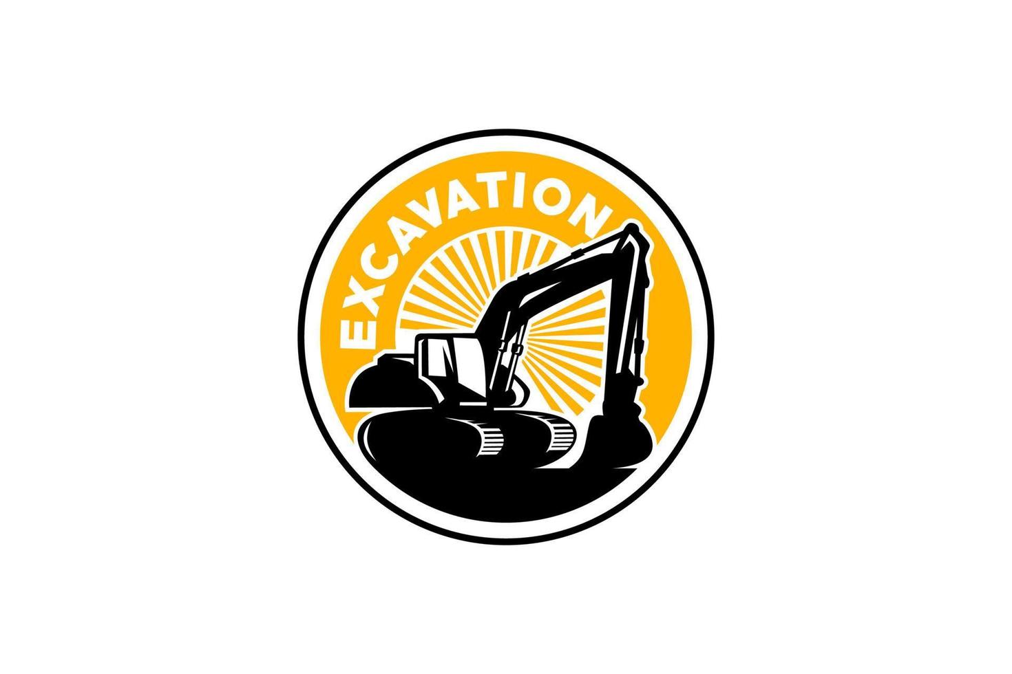 Excavator logo template vector. Heavy equipment logo vector for construction company. Creative excavator illustration for logo template.