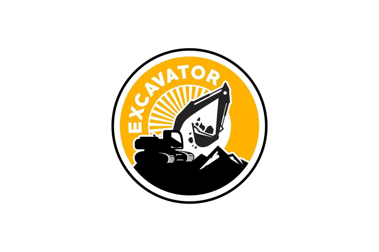 Excavator logo template vector. Heavy equipment logo vector for construction company. Creative excavator illustration for logo template.