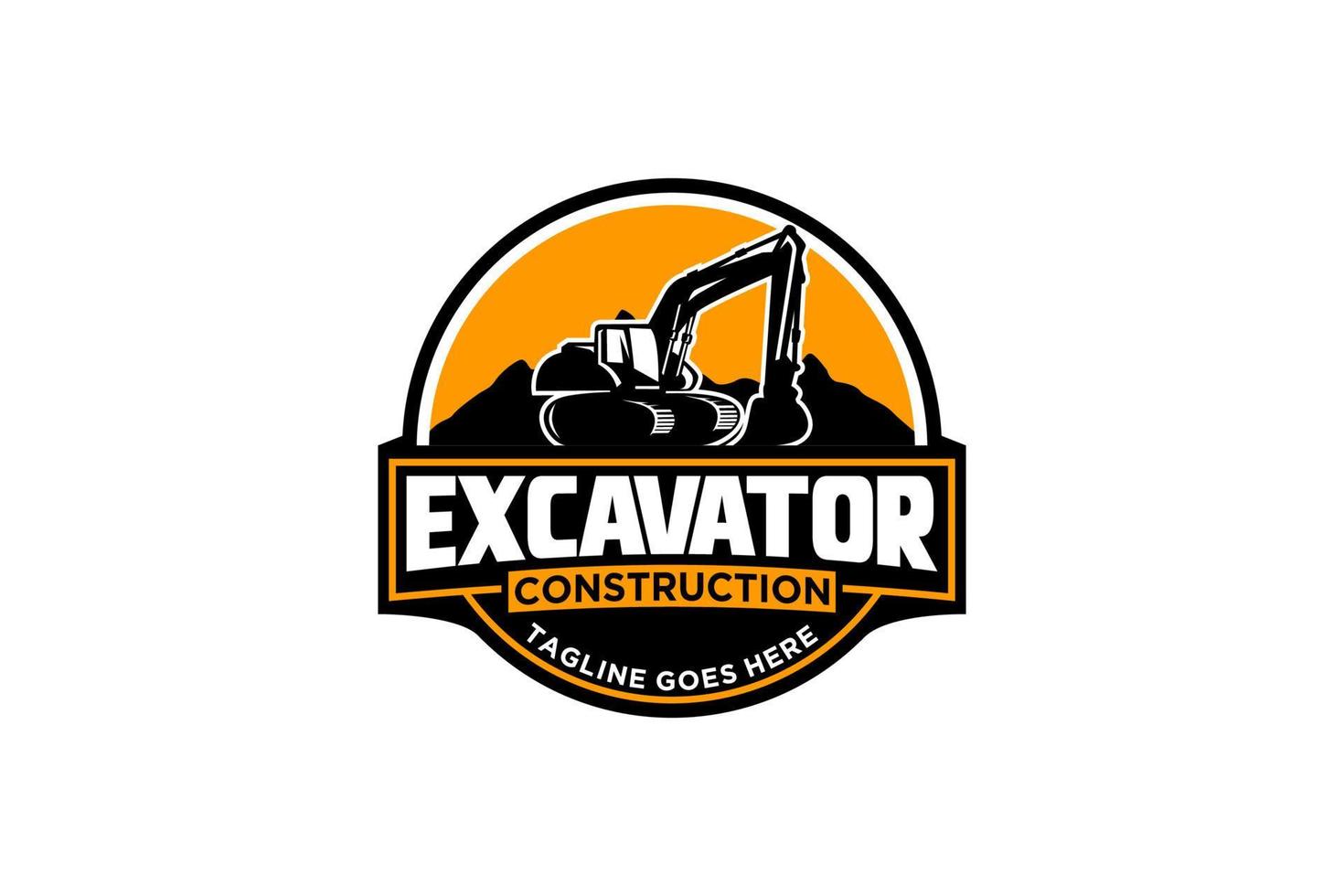 Excavator logo template vector. Heavy equipment logo vector for construction company. Creative excavator illustration for logo template.