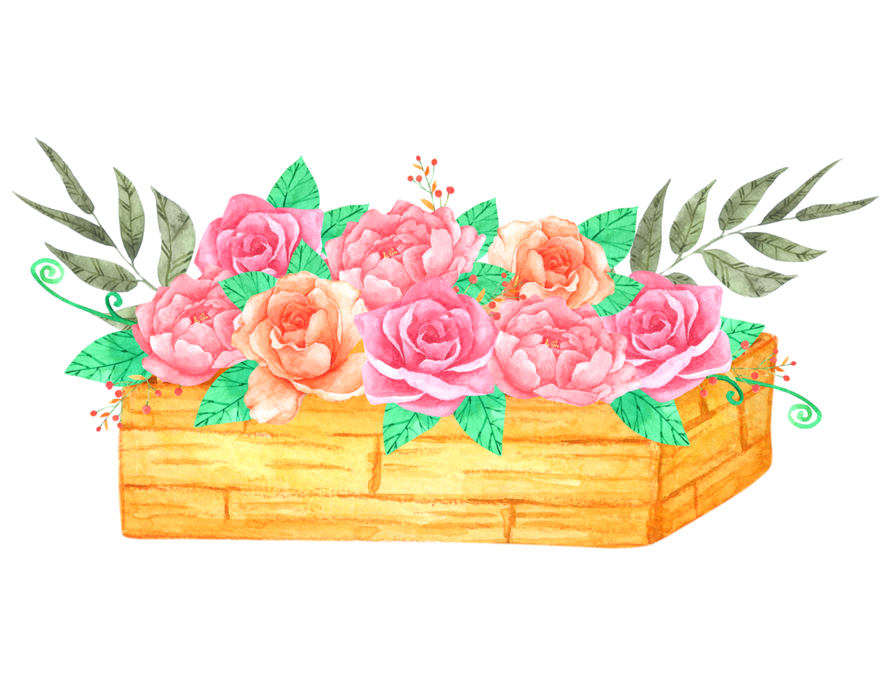 Flower in Basket watercolor png