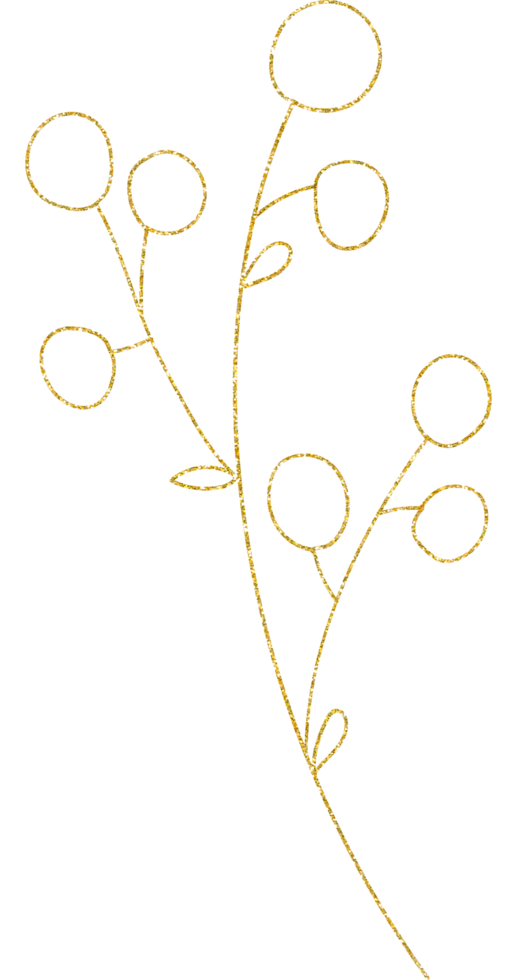 gold gliter flower and leaf png