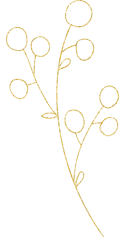 fleur et feuille de paillettes d'or png