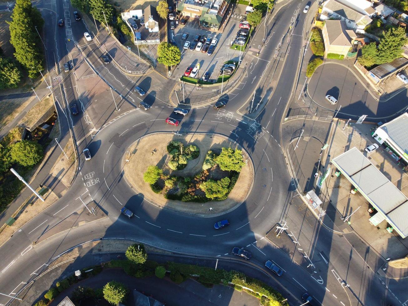 Aerial View of City Center on a Hot Summer Day, Luton is town and borough with unitary authority status, in the ceremonial county of Bedfordshire photo