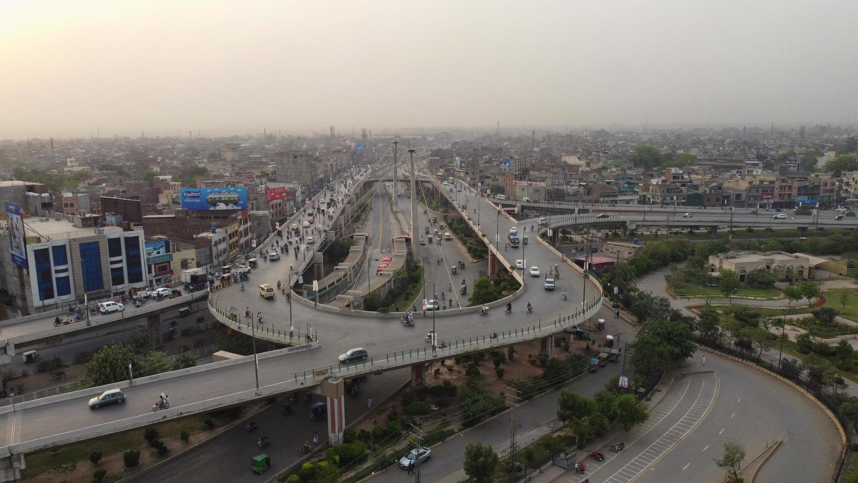 High Angle View of Lahore City and Traffic of Punjab Pakistan, Lahore is the capital of the Pakistani province of Punjab, is Pakistan's 2nd largest city after Karachi, photo