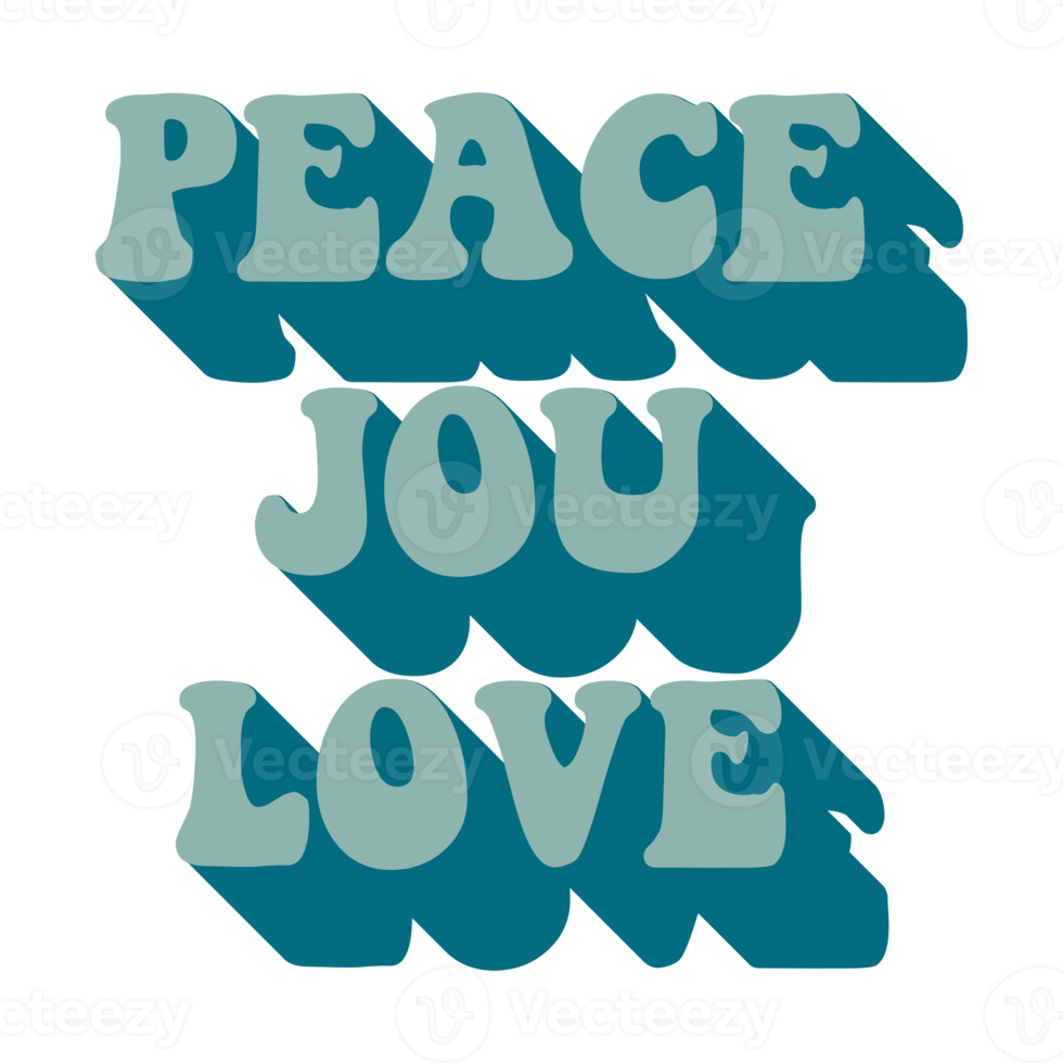 Peace jou love. Inscription in groove style png