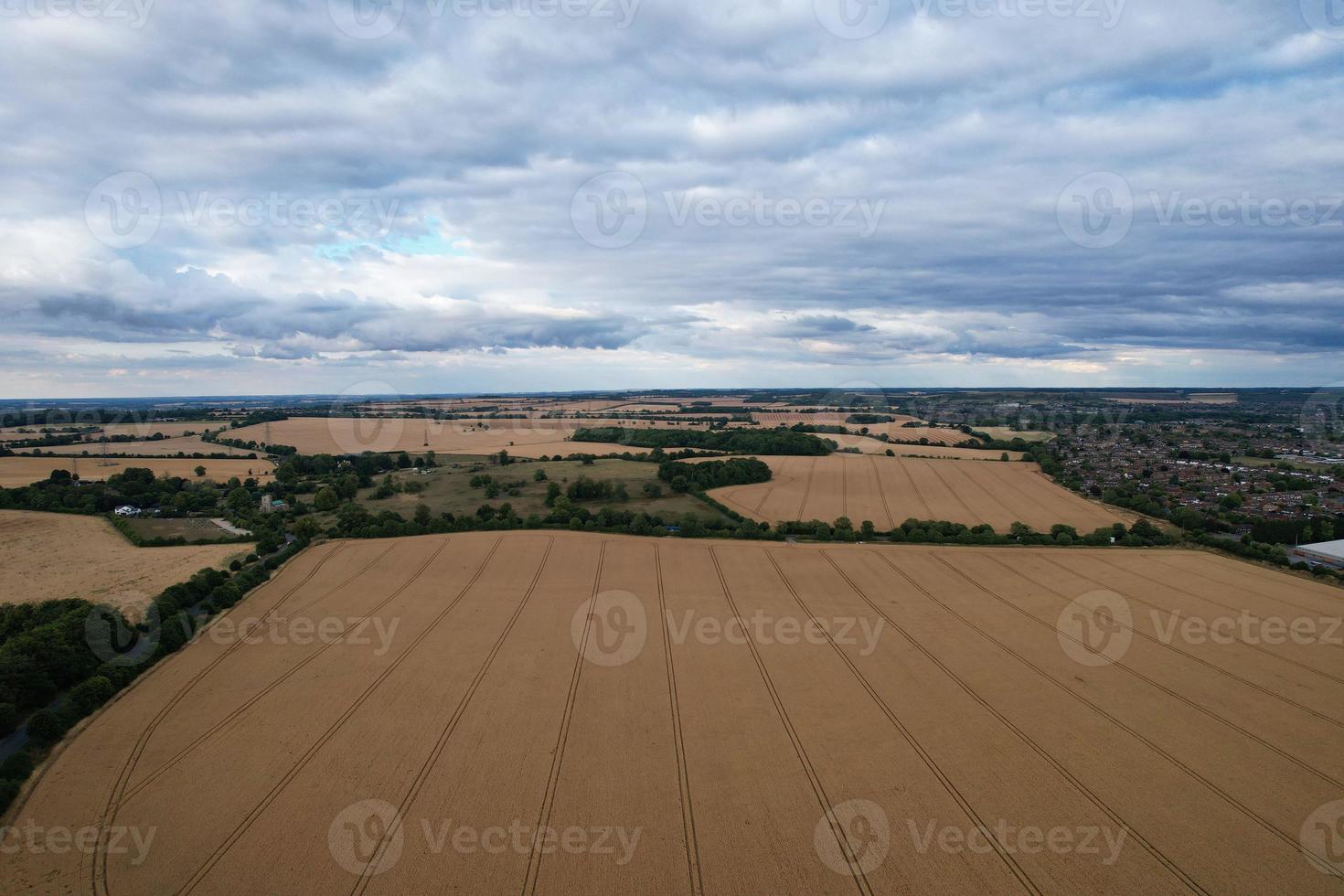 Aerial footage of Countryside fields at M1 J11 Motorways Luton England UK photo