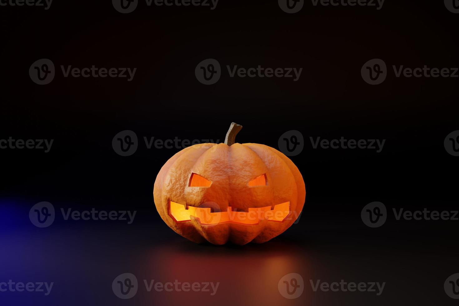 3D rendering Halloween Pumpkins on dark background photo