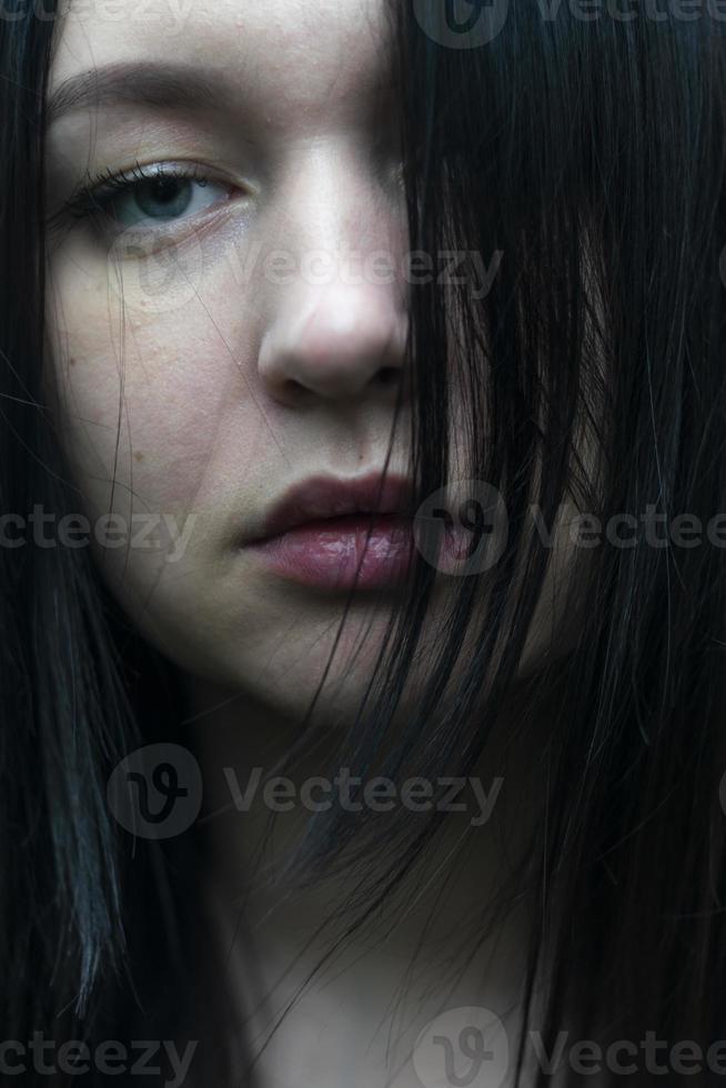 Close up portrait of a young Caucasian girl. photo