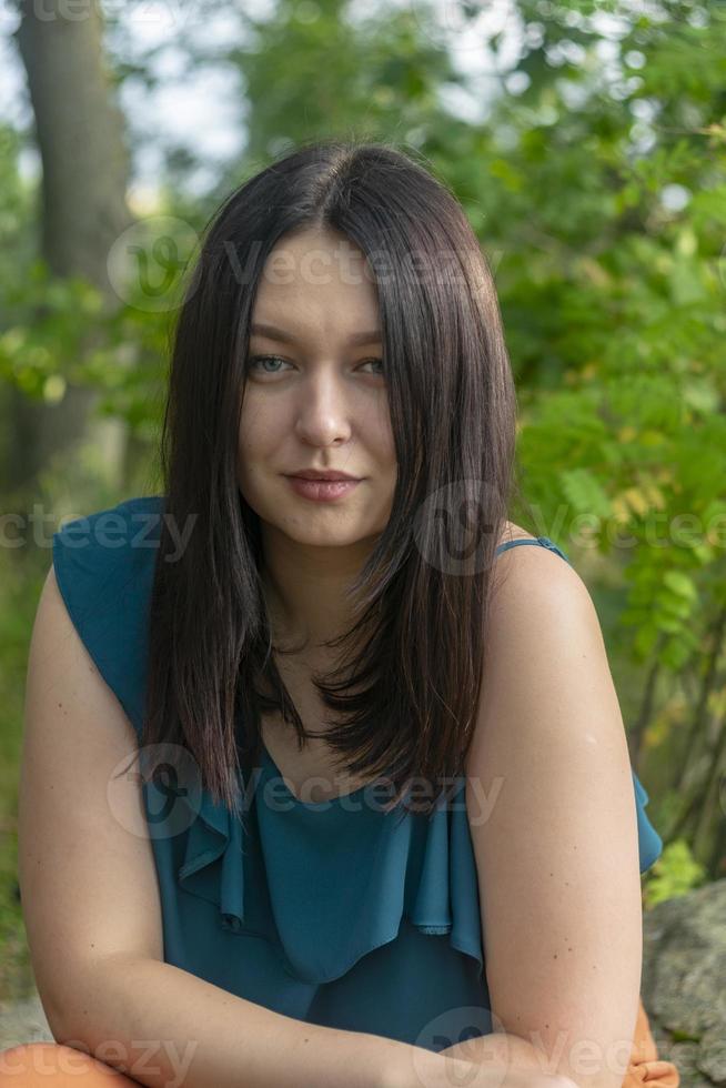 Close up portrait young beautiful woman. photo