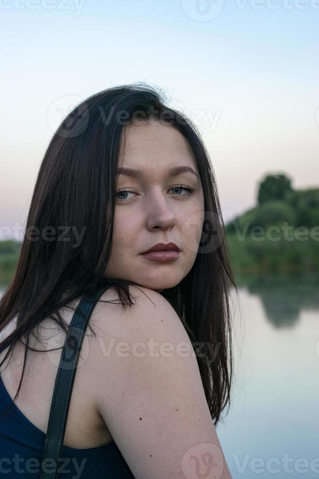 Close up portrait young beautiful woman. photo