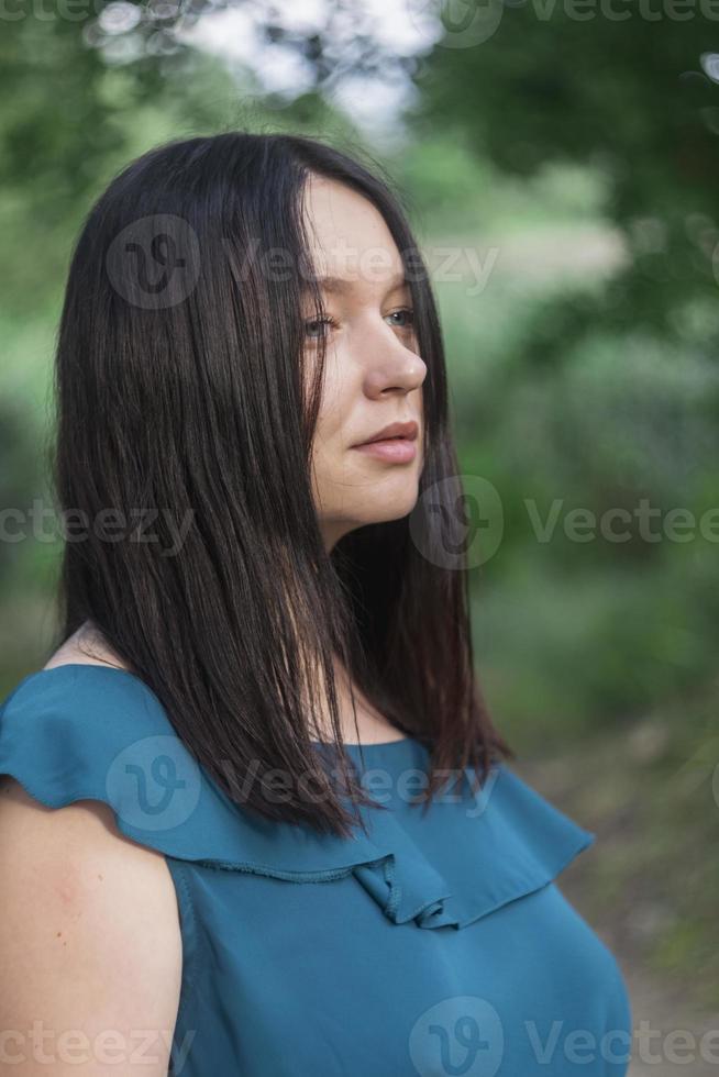 Close up retro portrait of a young Caucasian girl. photo