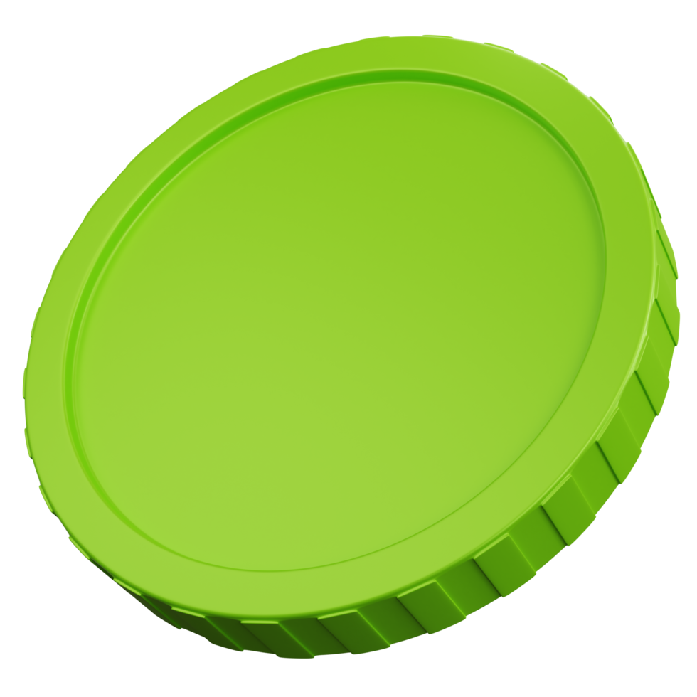 3d rendering green coin isolated png