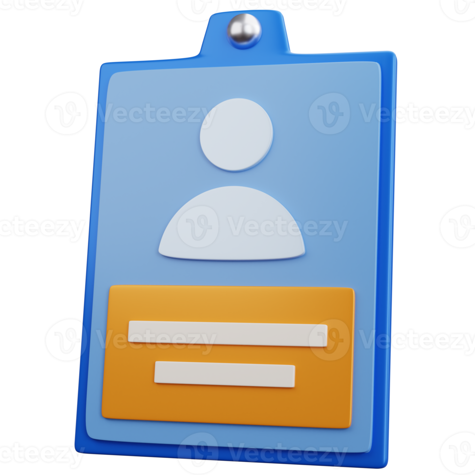 3d rendering id card isolated png