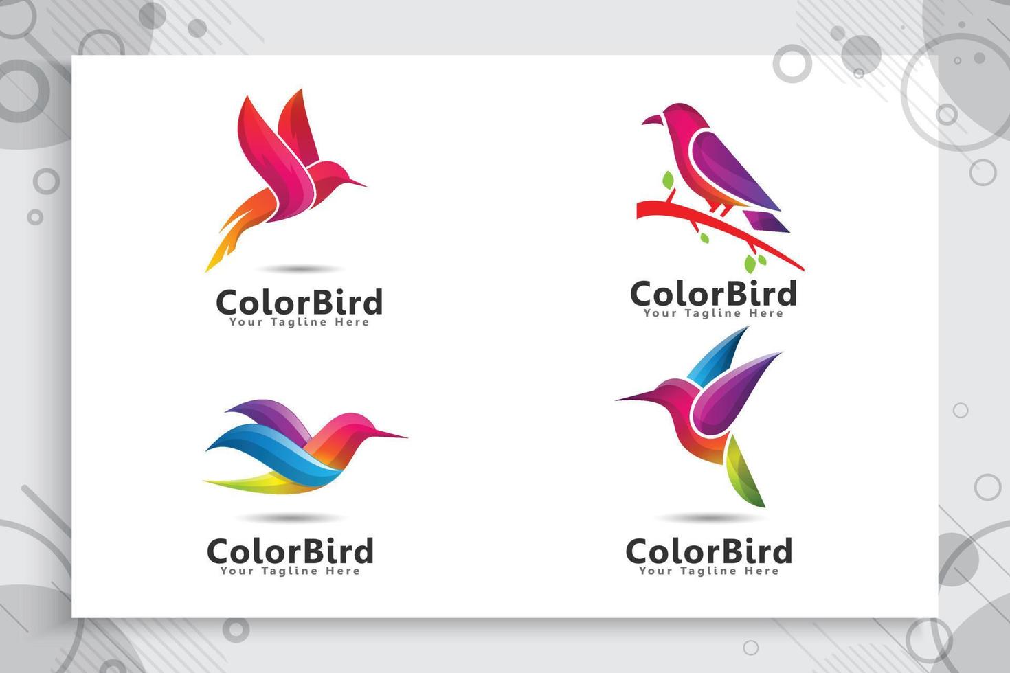 Set of colorful bird vector logo design with modern style , illustration digital abstract bird.
