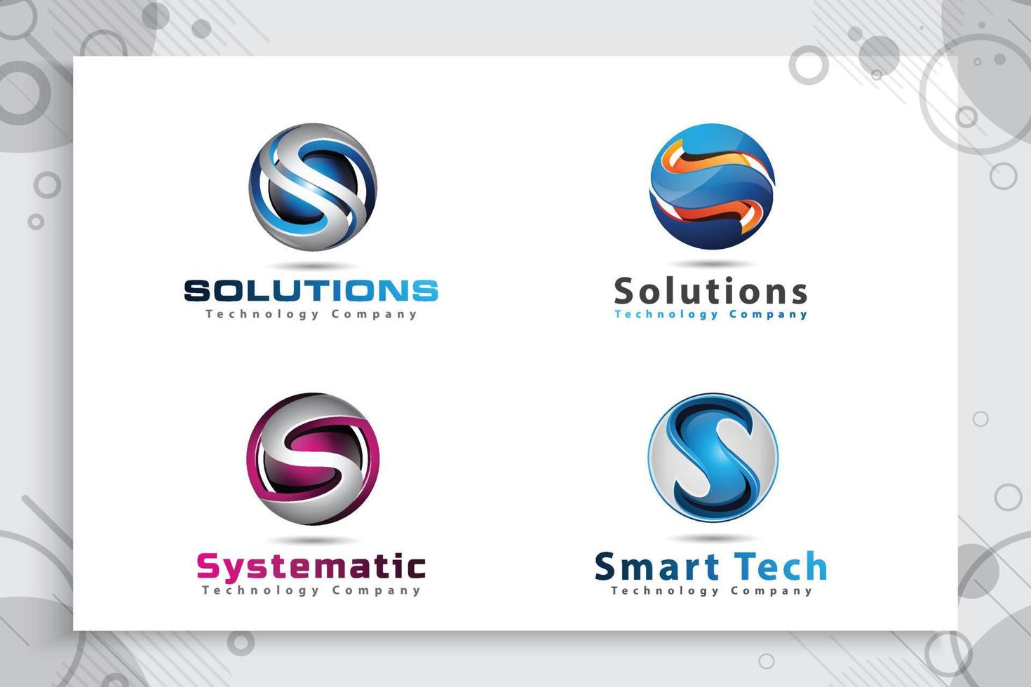 conjunto de colección de diseño de vector de logotipo de letra s 3d con estilo colorido moderno, ilustración de letra s 3d para empresa de tecnología.