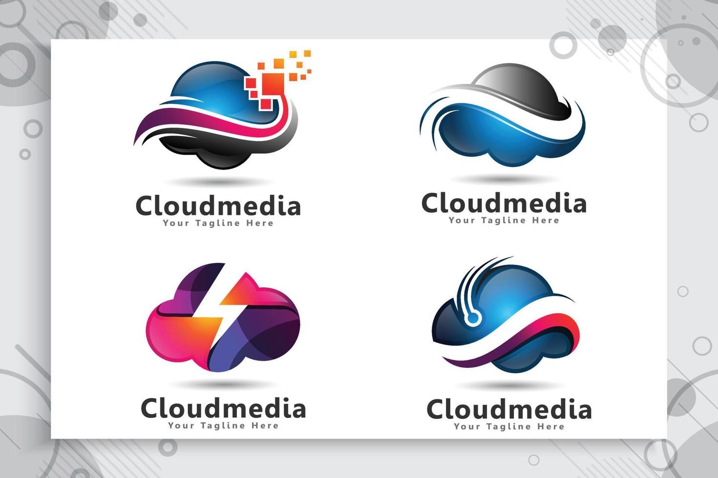 Set Collection of Cloud Data Vector logo for technology data and software service with modern color and style concept.