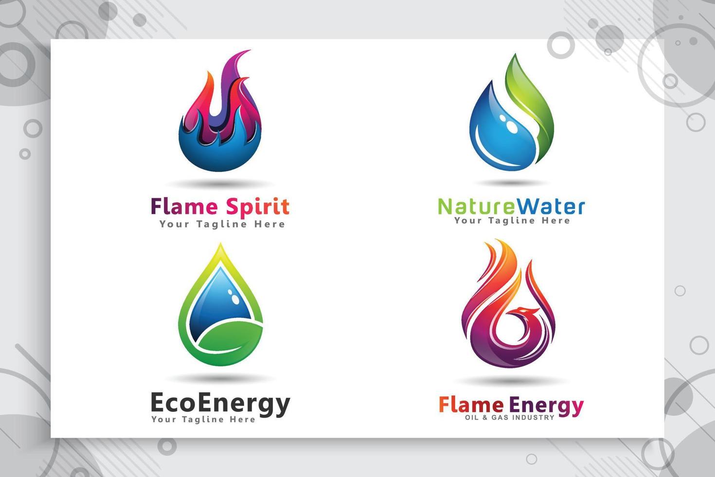 conjunto de logotipos vectoriales 3d con conceptos modernos como símbolo de petróleo y gas, ilustración del uso de petróleo y gas para la plantilla de energía y empresa industrial. vector