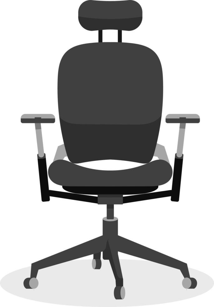 Office chair Black isolated background.Vector illustration.Comfortable seat for healthy officer.Boss chair.Modern seat for work vector