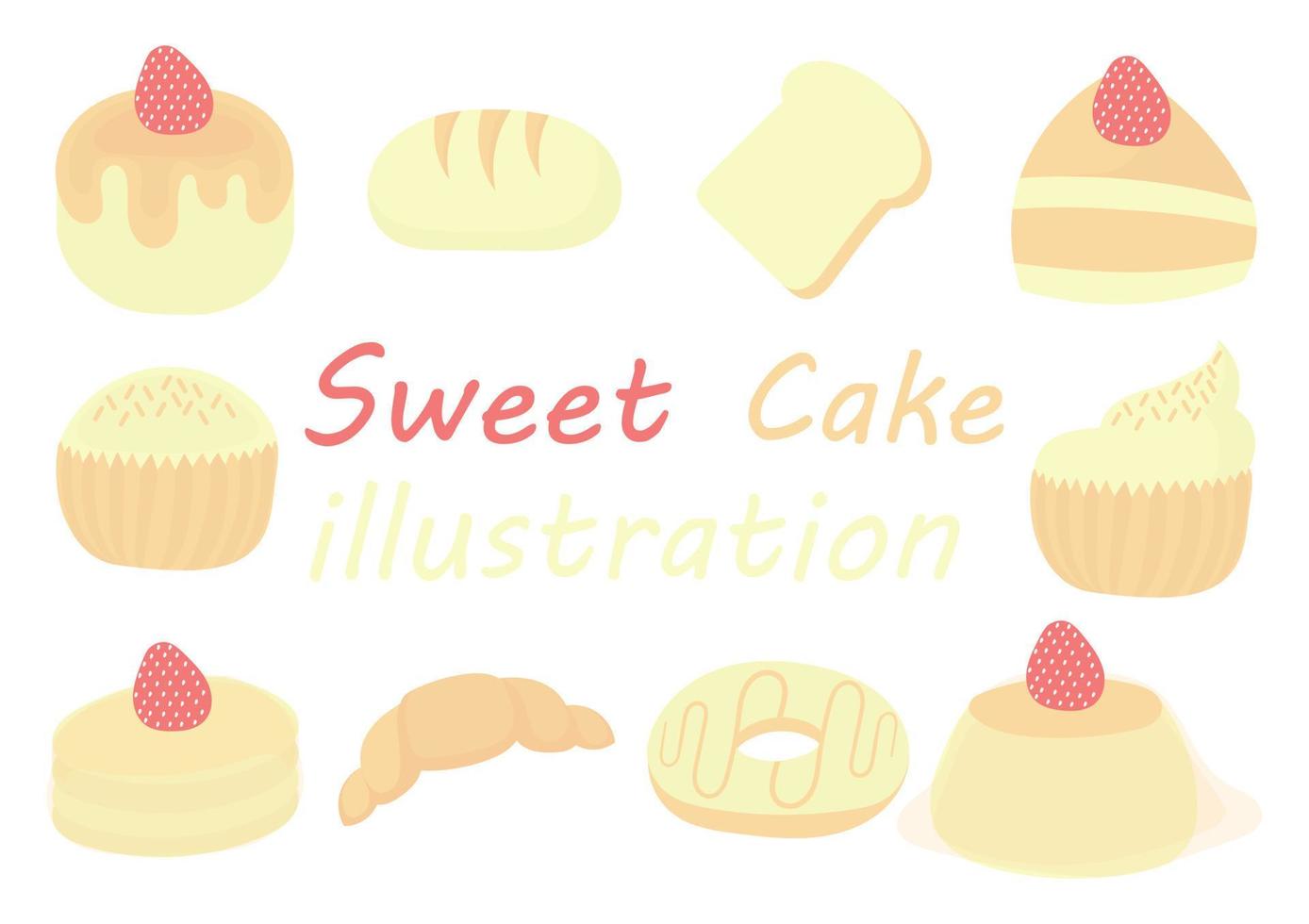 una colección de ilustraciones de pasteles dulces vector