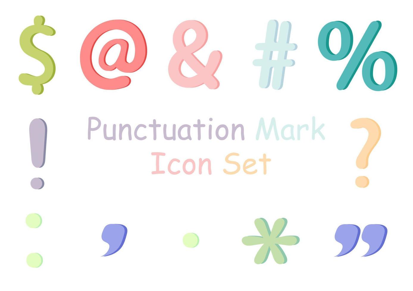 a collection of illustrations of colorful punctuation marks vector