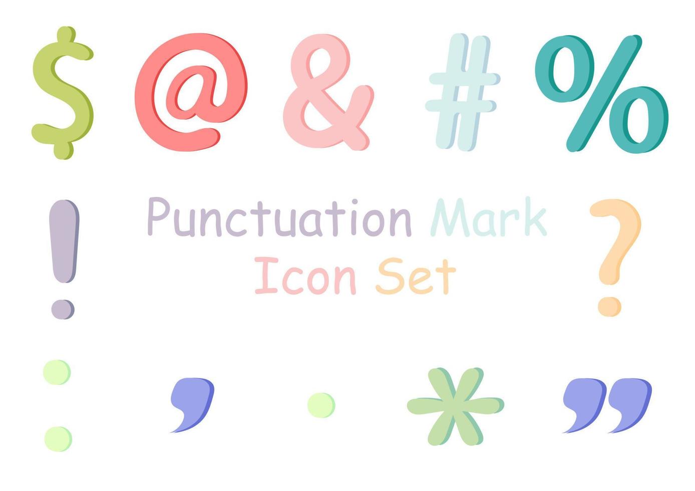 a collection of illustrations of colorful punctuation marks vector