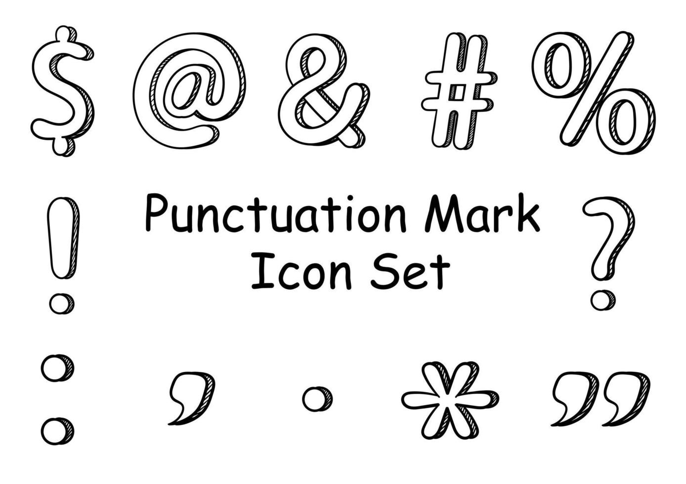 collection of hand drawn punctuation marks vector