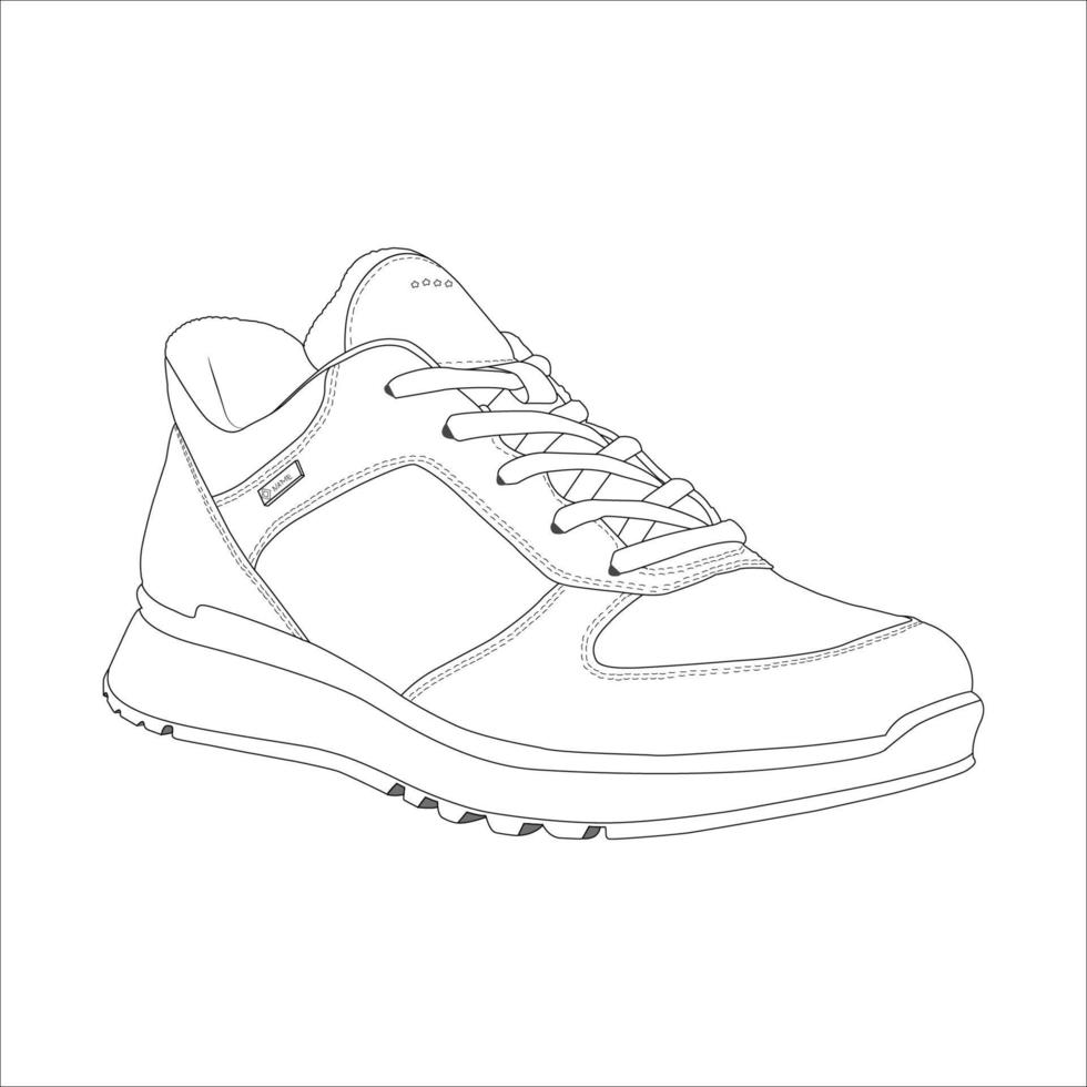 zapatos dibujo continuo de una línea. calzado deportivo en un estilo de línea. zapatillas aisladas sobre fondo blanco. bueno para hombre o mujer. de moda y casual. ilustración vectorial minimalista dibujada a mano vector