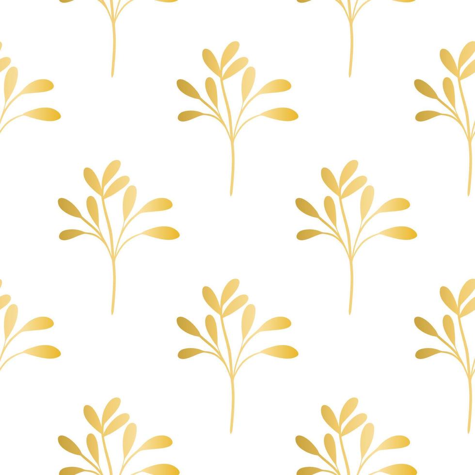 Golden botanical branches seamless pattern vector illustration