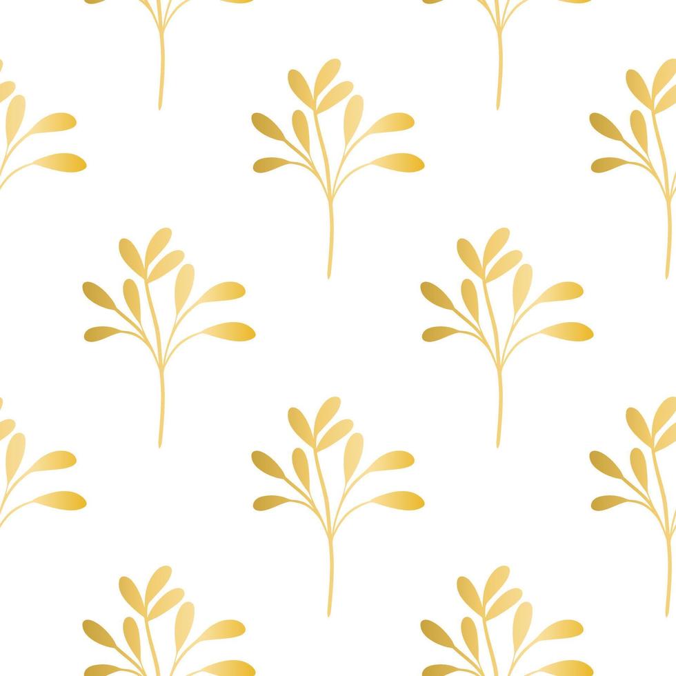 Golden botanical branches seamless pattern vector illustration