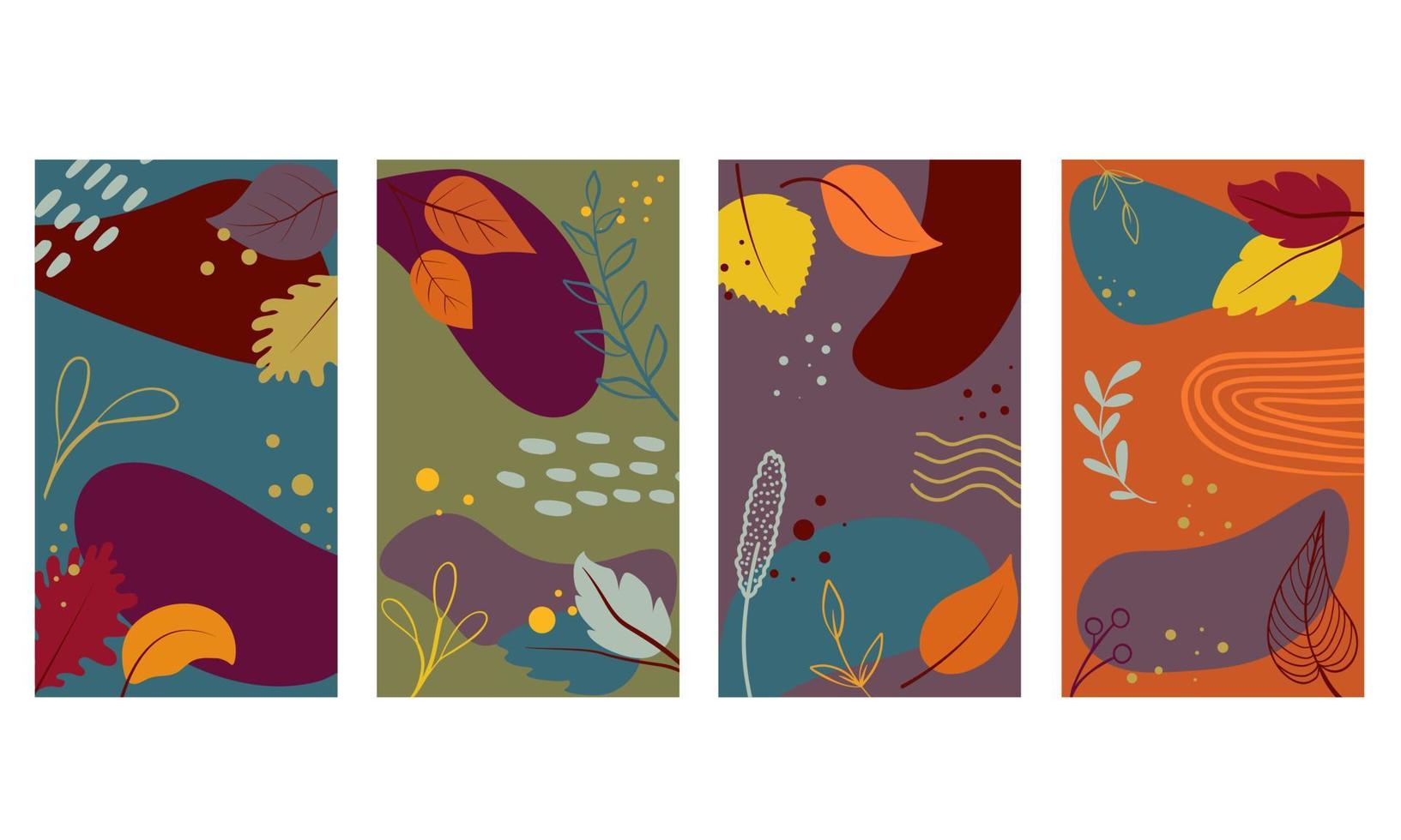 Autumn backgrounds with foliage for social media stories vector