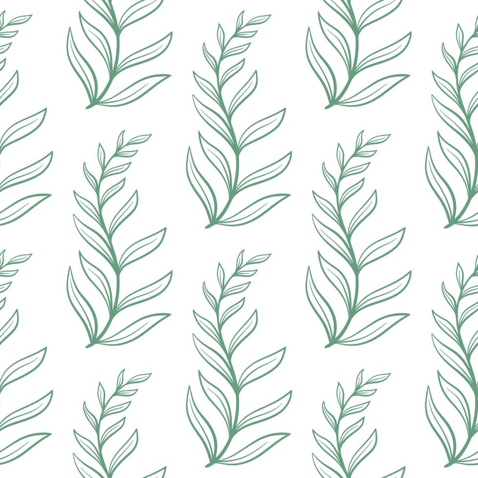 Sprigs of herbs hand engraved seamless pattern vector