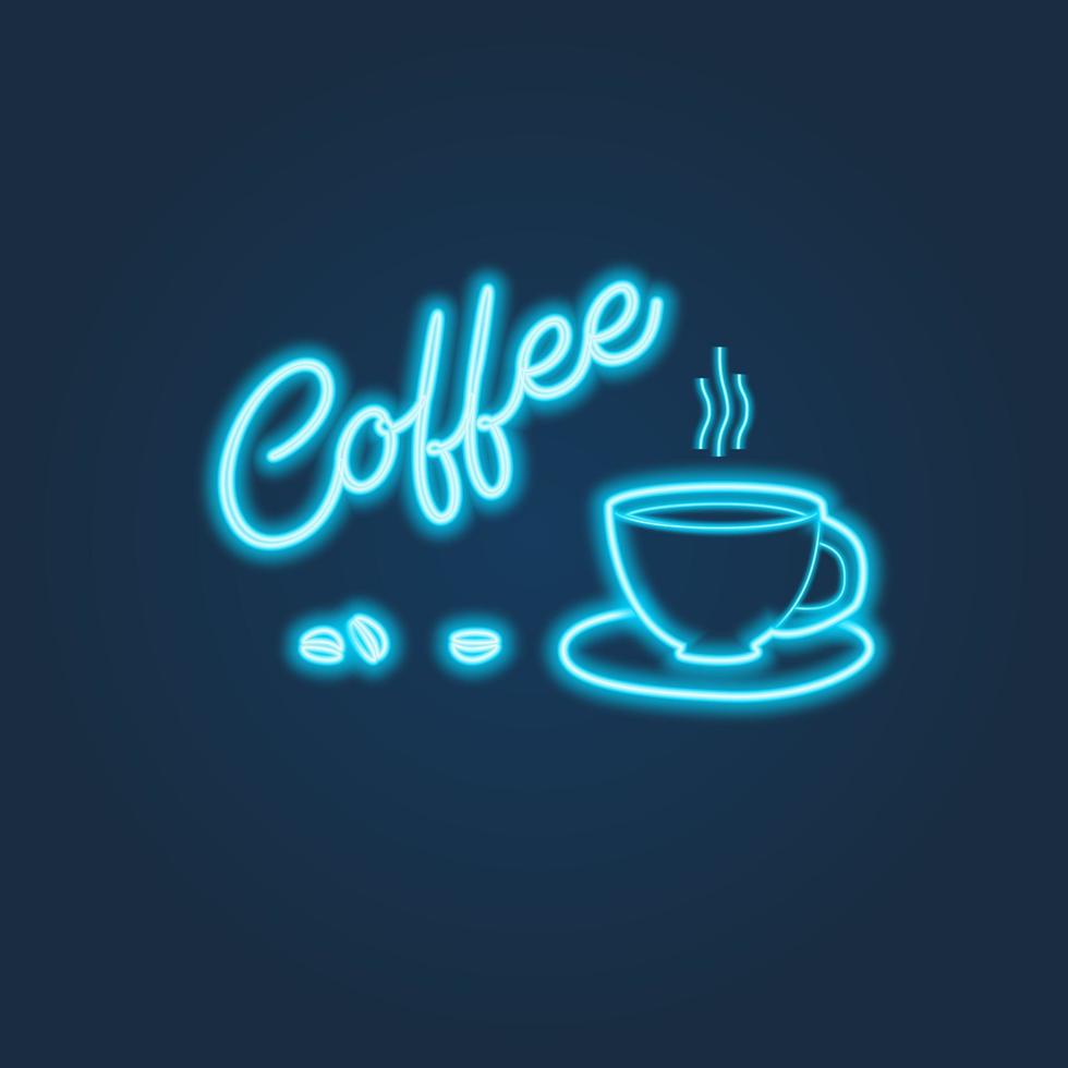 Neon food icons on dark background. Vector design. Night light billboard, design element in the thin line style.