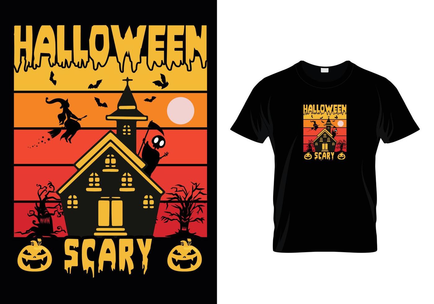 diseño de camiseta de miedo de halloween vector