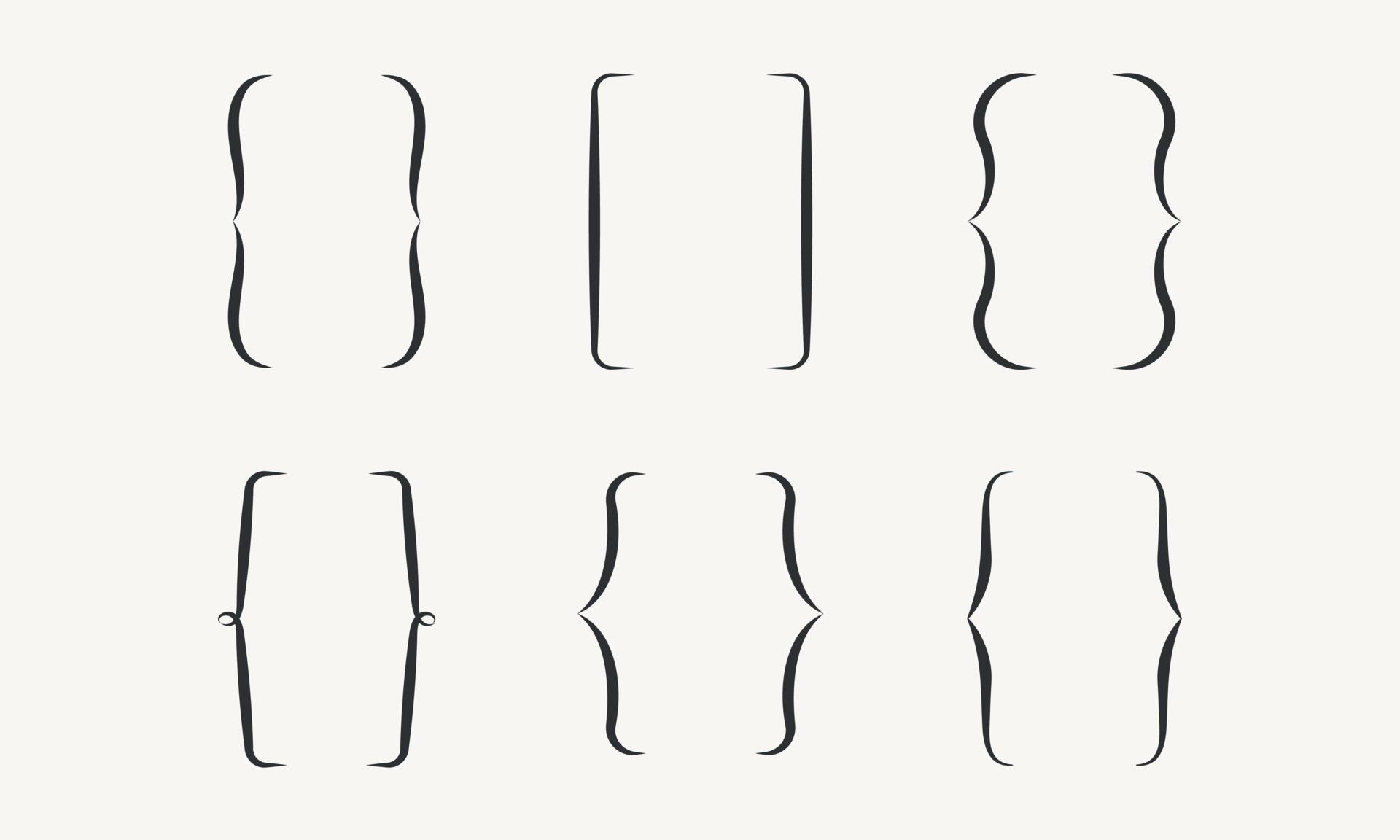 Brackets for messages thin line. Typography vector illustration