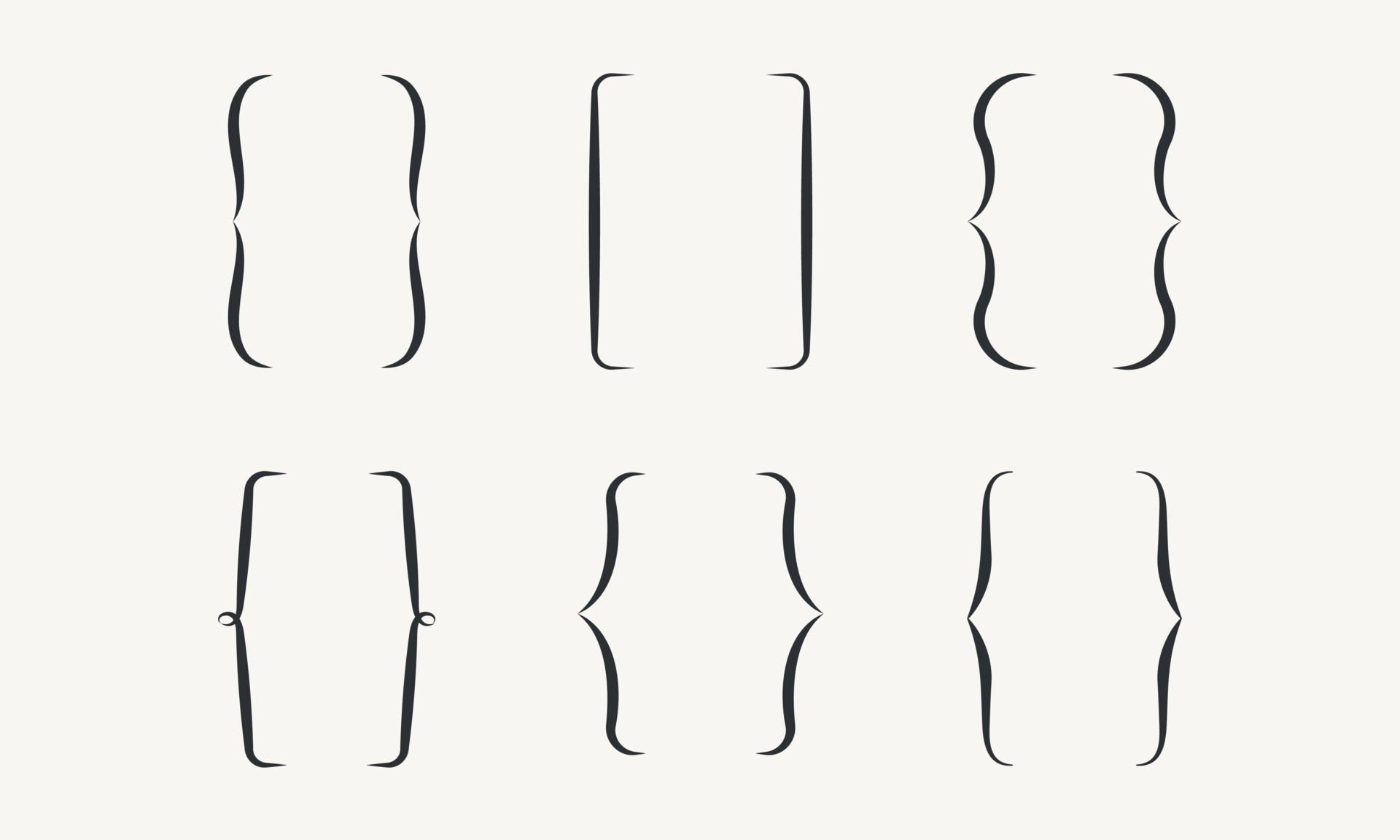 Brackets for messages thin line. Typography vector illustration