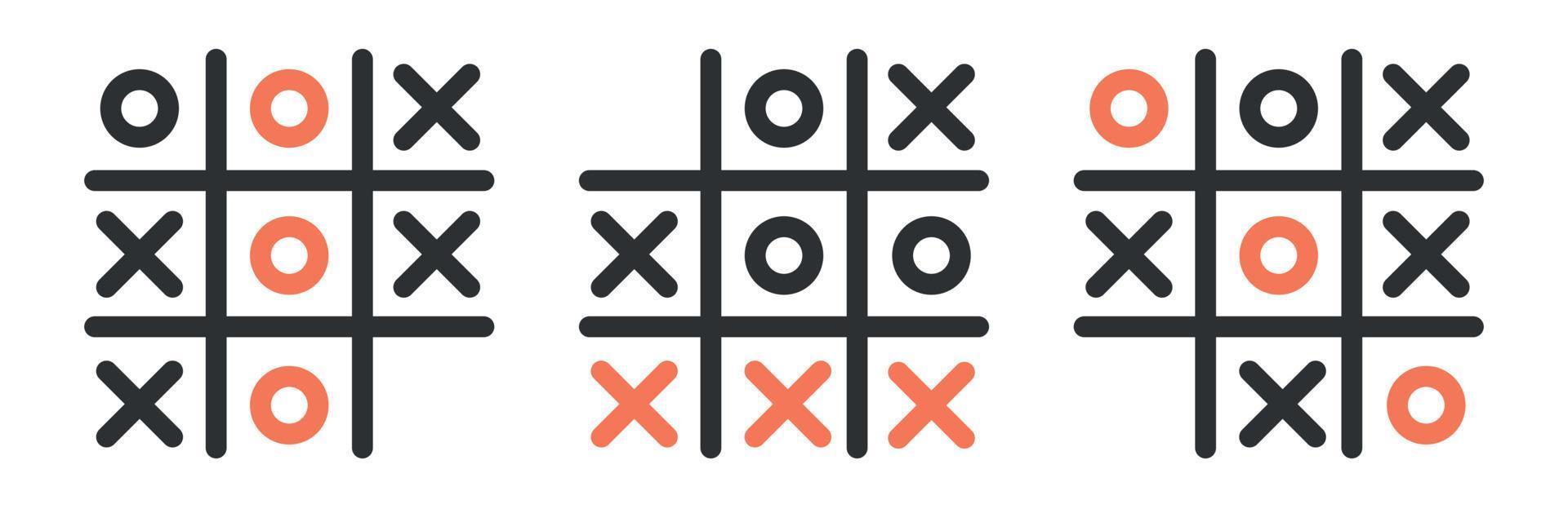 Tic tac toe Game. Business Strategy line art concept. Vector  illustration
