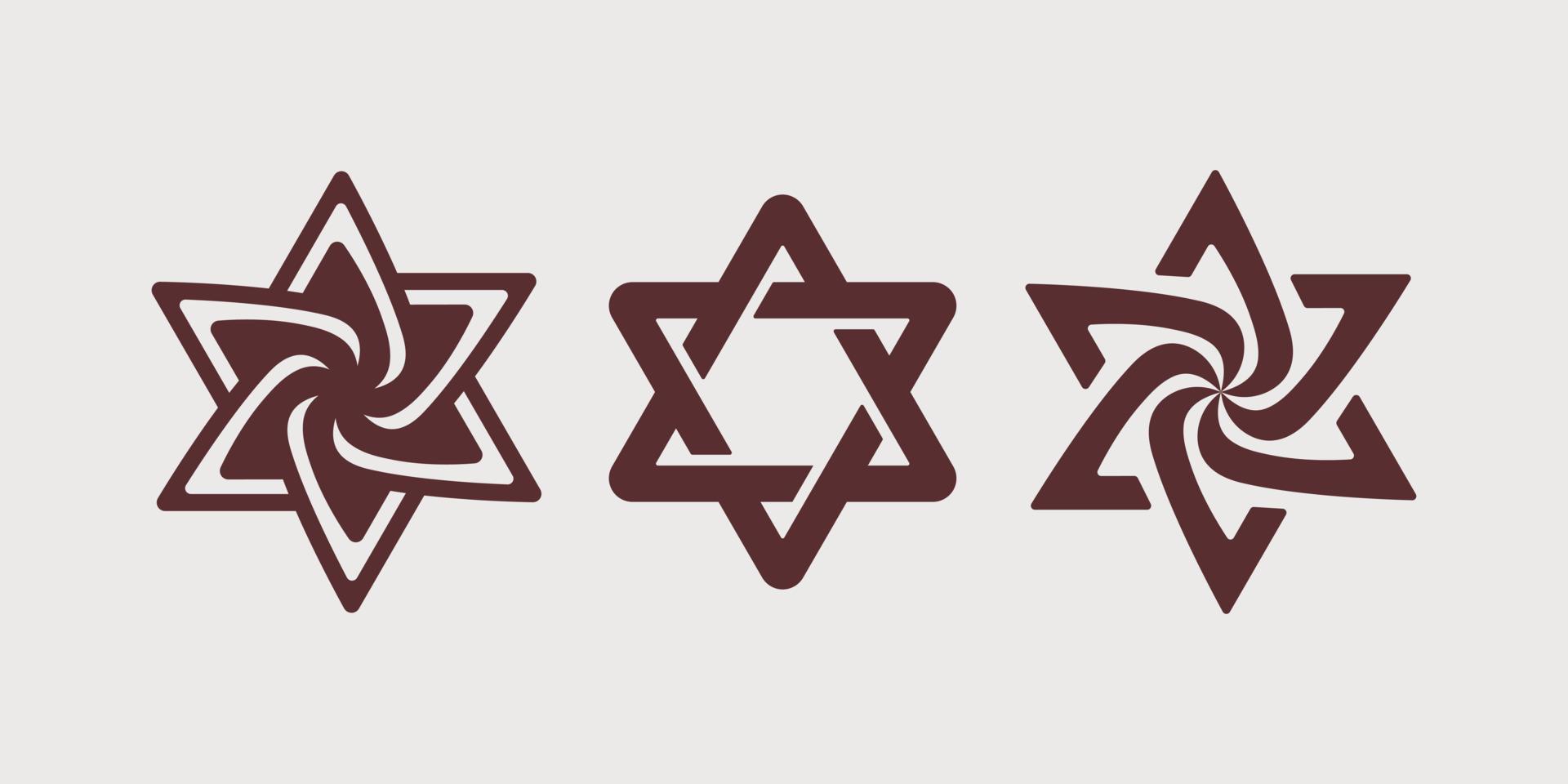 Judaism religious logo. Jewish culture sign. Israel emblem hexagram. Vector illustration