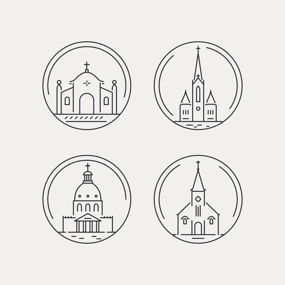 conjunto de iconos de línea de iglesia. símbolo de religión, logotipo cristiano. ilustración vectorial vector