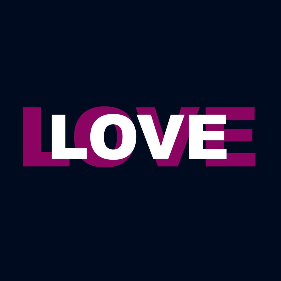Love word in white and pink on dark blue, navy background. Vector. vector