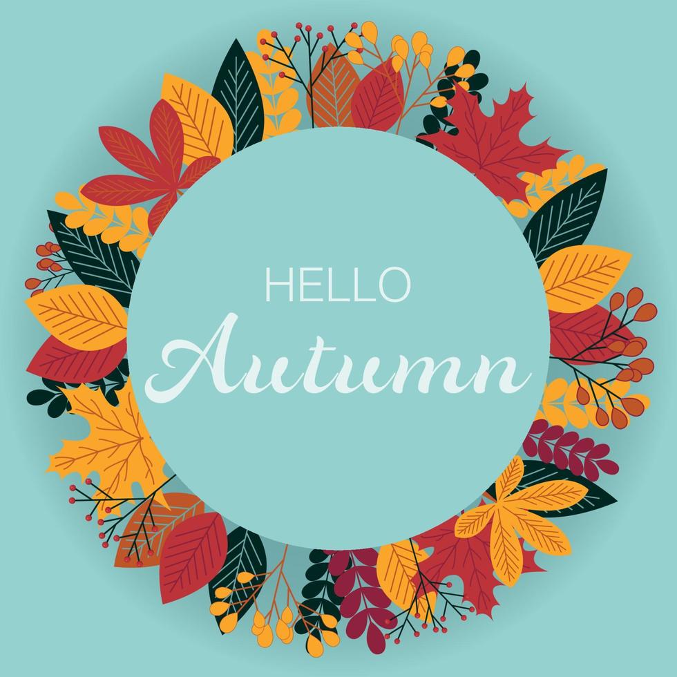 Autumn seasonal poster, banner or card with autumn leaves. Frame. Vector. vector