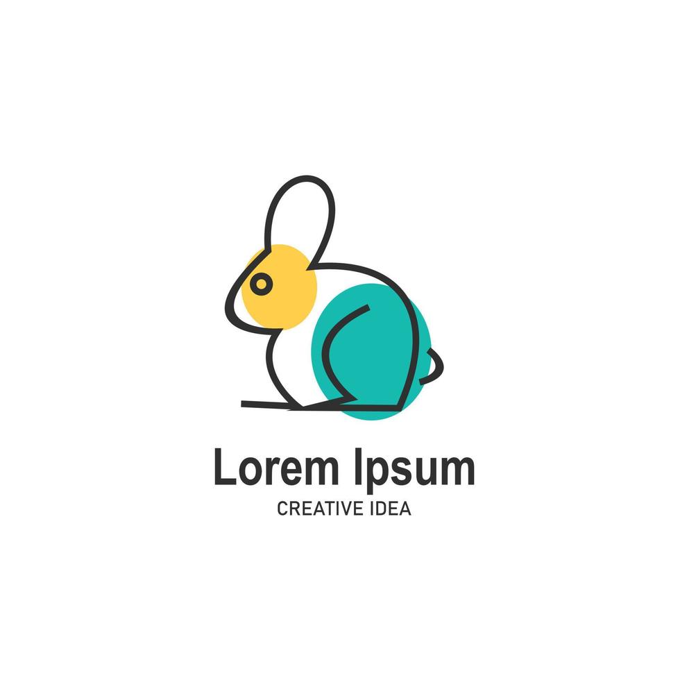 Rabbit logo colorful style template vector