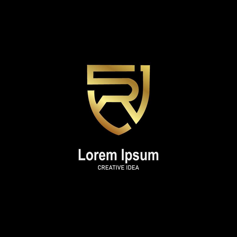 Luxury R line with gold color logo template vector