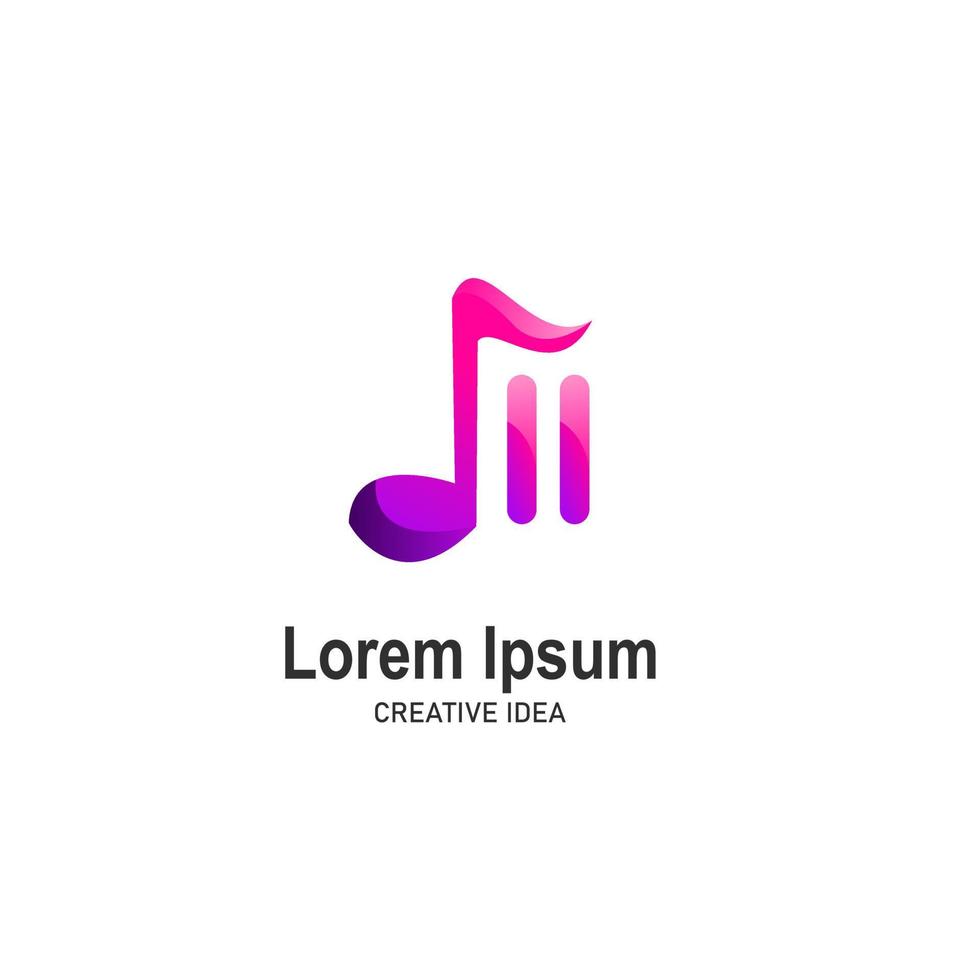 music line with color logo template vector