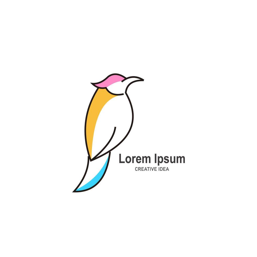 Luxury bird line with gold color logo template vector