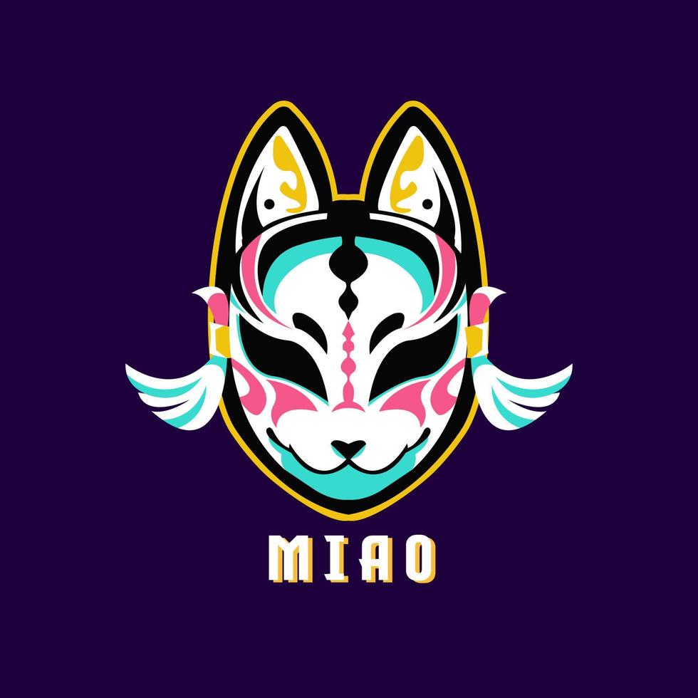 cat mask mascot animal colorful design vector