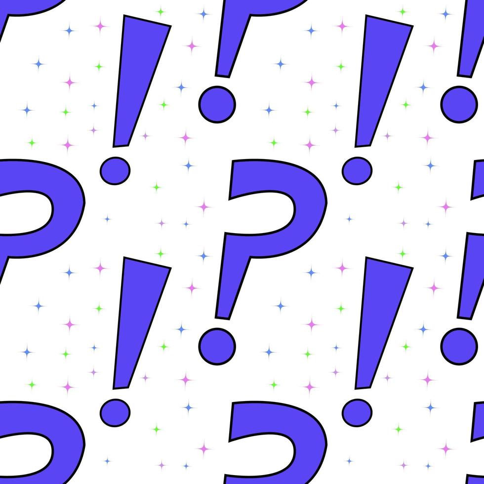 Vector seamless pattern with question and exclamation marks.  Vector illustration.Ideal for children's posters, packaging, textiles, web design, postcards.